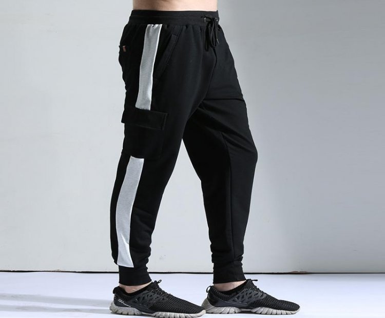 hip hop jogger Sweatpants men contrast color stitching cotton casual pants European and American style Slim closing trousers