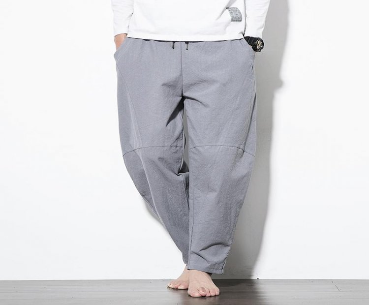 Harem Pants Men Large Size 5XL Solid Oversize Drawstring Mens Trousers Breathable High Quality Comfortable Causal Pants Men