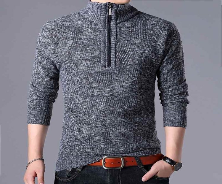 New Mens Turtleneck Sweater Men Solid Casual Slim Fit Pullovers Male Brand Half Zipper Thick Knitted Sweater Pullovers Plus Size