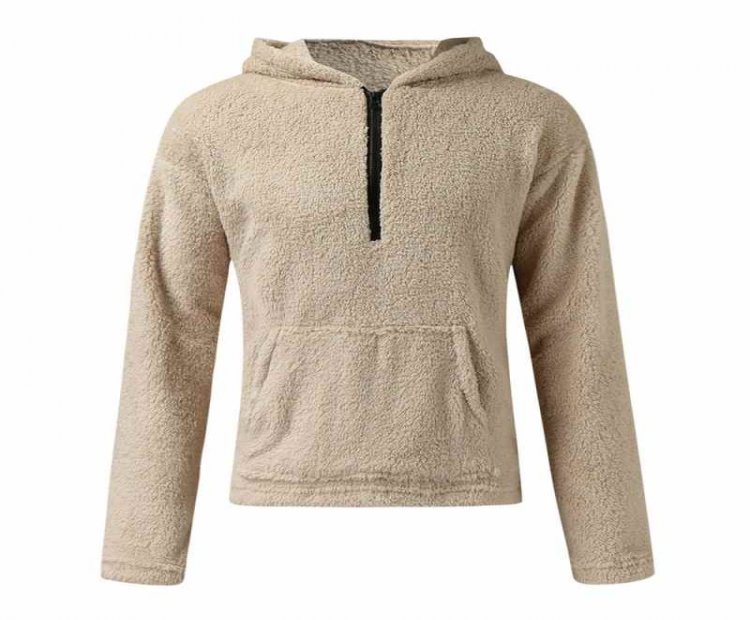 Teddy Fleece Sweater Sherpa Fleece 1/3 Zipper Pullover Hooded Fuzzy Warm Streetwear Plus Size 3XL Winter Sweaters