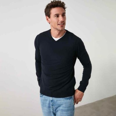 Male V Neck Slim Fit Knitwear Sweater