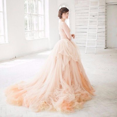 Romantic Soft Tulle Bridal Skirt Extra Lush Ball Gown Maxi Wedding Skirts With Long Train Eye Catching Engagement PhotoShoot